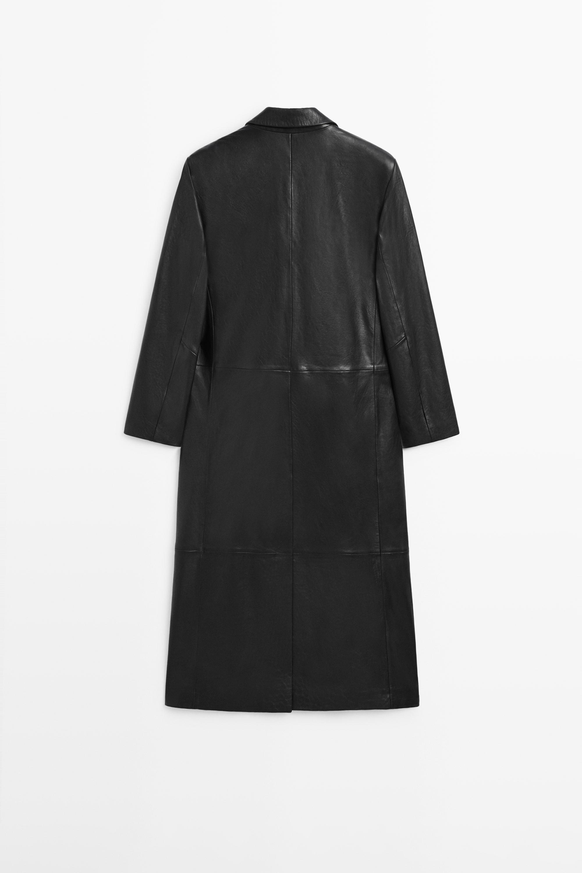 Manteau long en cuir nappa